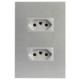 Conjunto Tomada Dupla 20a Separado 4x2 - RECTA PRATA SATIN FOSCO